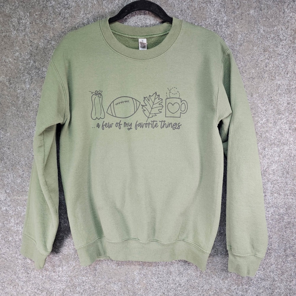 Fall Graphic Print Sweatshirt, Green, Size Small ❗️⚠️STAINED❗️⚠️